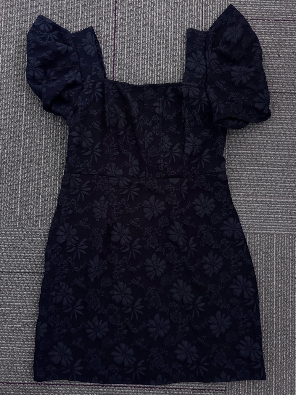 SHEIN Black Floral Puff Sleeve Mini Dress